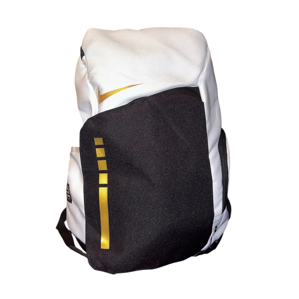 Nike Elite White and Black Backpack with Gold Details